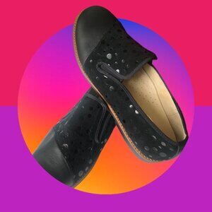 ZEELY Black Leather and Suede Slip On Shoes Made in Spain NEW Sz 6.5